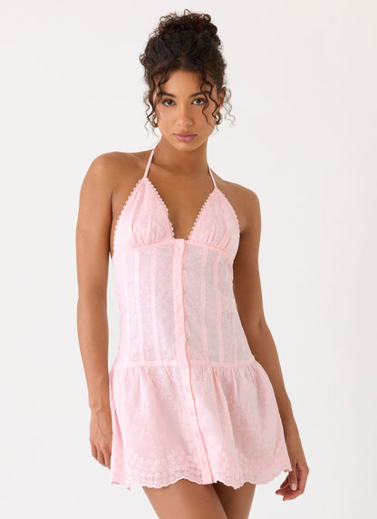 Non Stop Halter Mini Dress - Pink