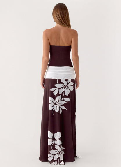 Palomar Strapless Maxi Dress - Chocolate Tropic Floral