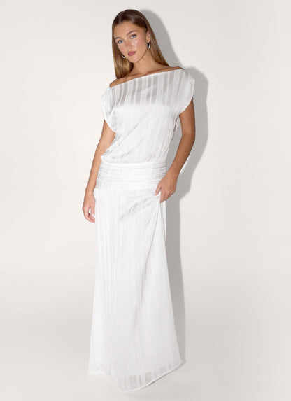 Rexi One Shoulder Maxi Dress - White