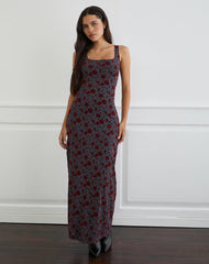 Sayidan Maxi Dress in Garden Floral Blue Grey