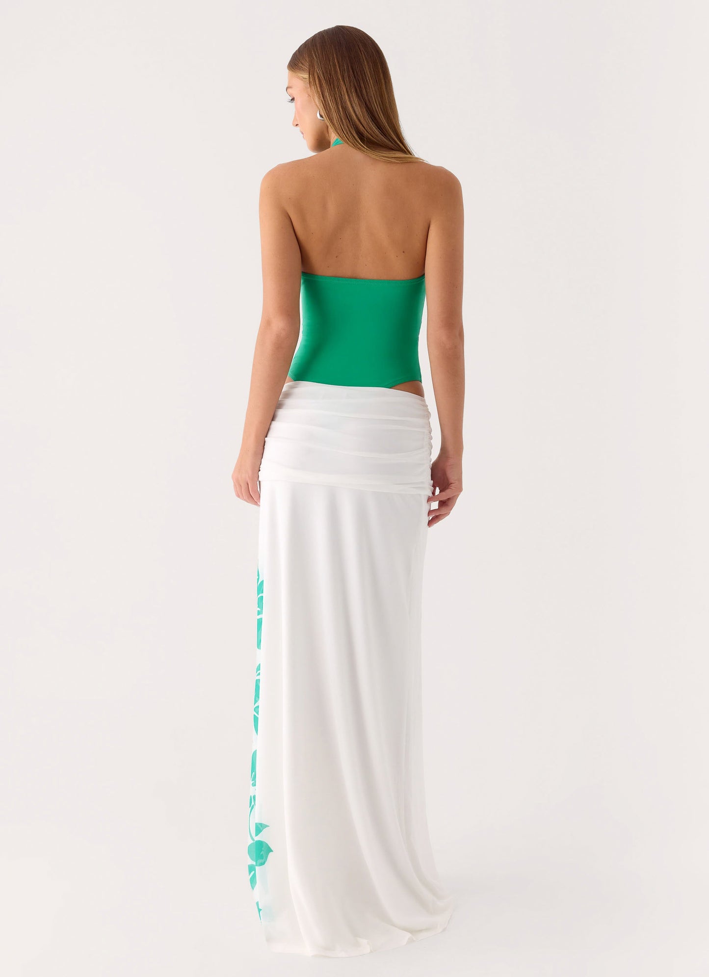 Sarinda Maxi Dress - Green White Tropic Floral Print