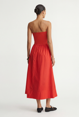 Sunsought Strapless Midi Red Dress