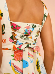 Printed Square Neck Summer Mini Dress