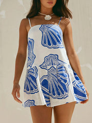 Shell Print Sleeveless Summer Mini Dress