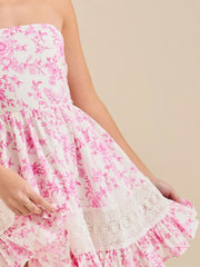 Ruffled Hem Printed Tube Dress