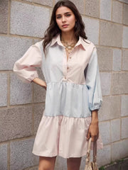 Tiered Button-Front Shirt Dress