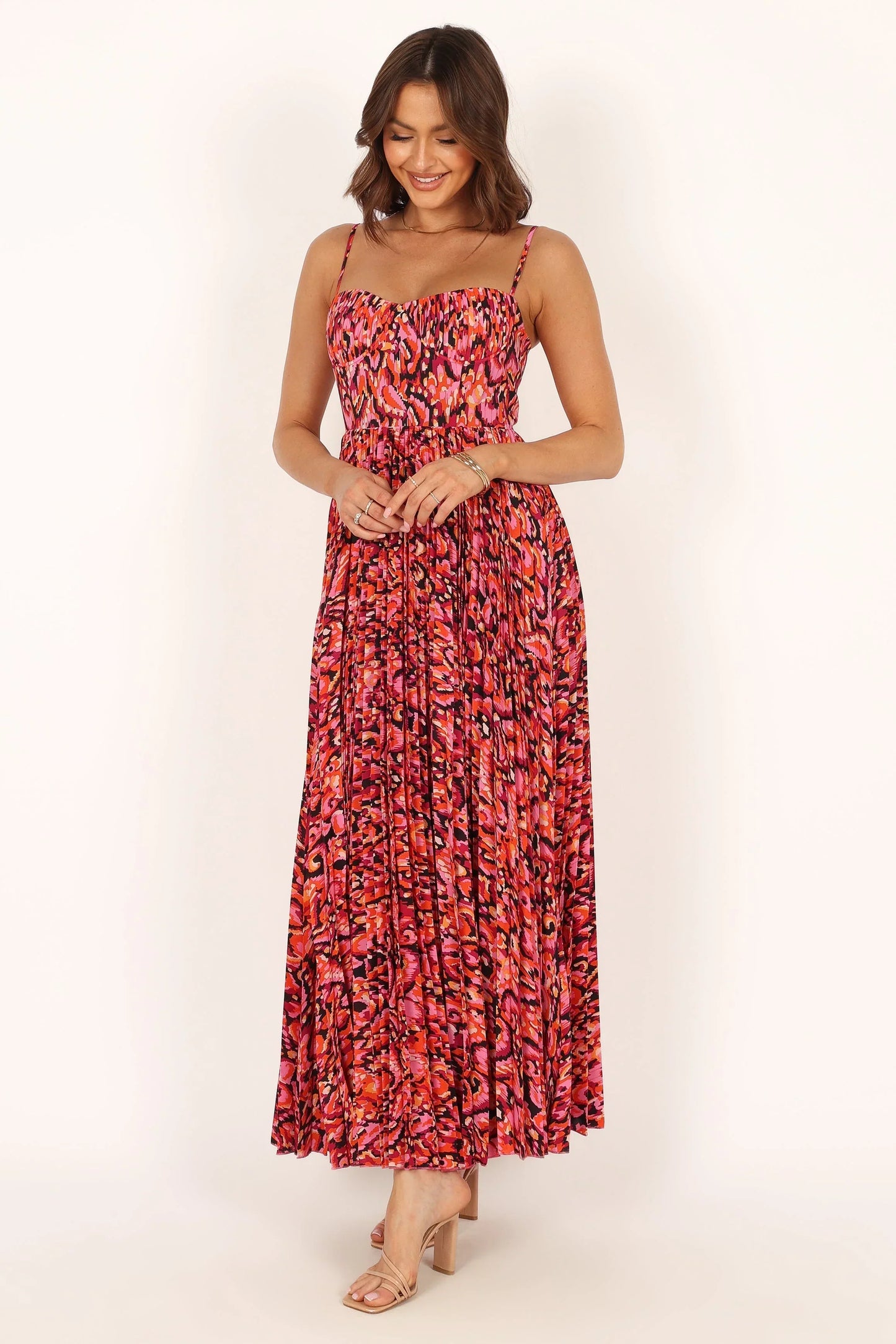 Achanti Pleated Maxi Dress - Pink Multi